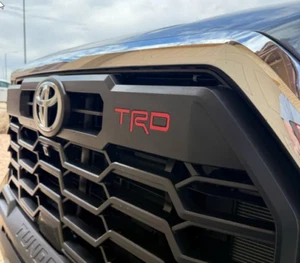 RED RAISED TRD UPPER FRONT GRILLE LETTERS FOR TOYOTA TUNDRA 2022 2023 2024 2025 - Picture 1 of 13