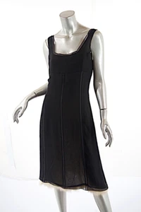 J. MENDEL Paris Black 100% Silk Chiffon Cocktail Dress with Ivory Fur Trim US 8 - Picture 1 of 9