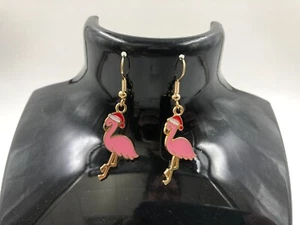 Metal Santa Flamingo Dangle Earrings DD01B10055 - Picture 1 of 6