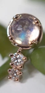 Modern Mood body jewelry Eliana rose gold moonstone and diamond pushpin end - Picture 1 of 4