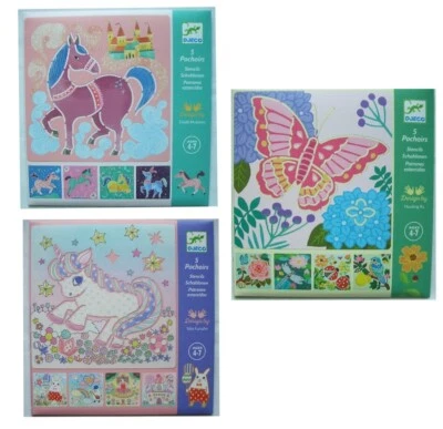 DJECO*Kinder*Creativ*Malset*5*Schablonen*Pferd*Schmetterling&Co*Einhorn....*