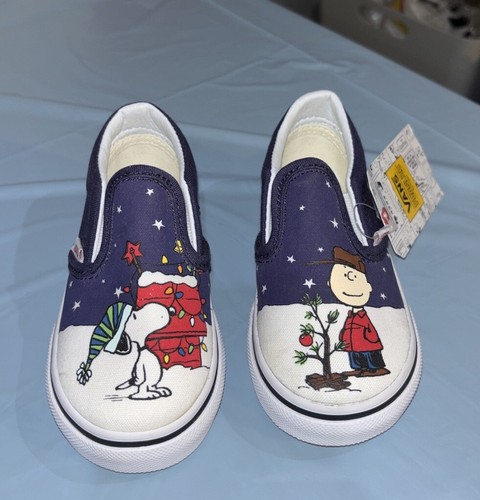 Vans Sneakers Peanuts Charlie Marrone Snoopy Natale Bambino Scarpe Bambini 6 5