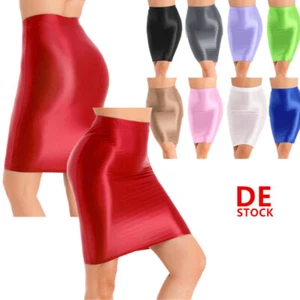 DE Damen Sexy Minirock Bodycon Metallleder Kurzes Glänzend Röcke Party Clubwear - Picture 1 of 120