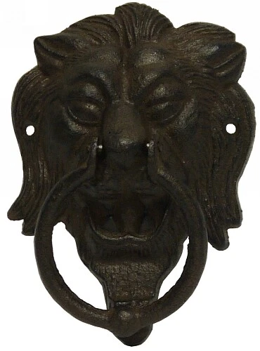 Cast Iron Lion Head Door Knocker Black Wall Ornament Sculpture Home Decor  - image 1 of 1