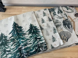 16" x 16" Christmas pillow covers set of 4 Canvas Green Cream Zippered NEW - Picture 1 of 13