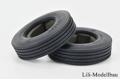 Reifen schmal mit Straßenprofil 2 Stück für Tamiya LKW 1:14, Lesu S-1215 - Bild 1 von 3