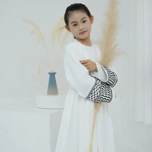 Open Kaftan Muslim Kids Girls Cardigan Long Dress Modest Kimono Girls Robe Gown - Picture 1 of 59