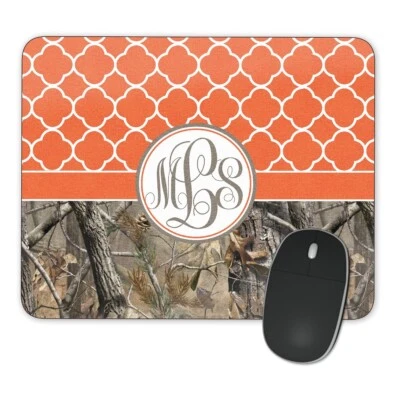 Orange Lattice Camo Mouse pad Custom Monogram Personalized Name Initials - Image 1 of 2