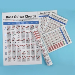 Bass Guitar Chord Fingering Practice Poster Music Score Reference Chart - Picture 1 of 5