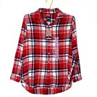 GAP Boyfriend Plaid Flannel Long Sleeve Button Down Shirt Candied Apple Red NWT