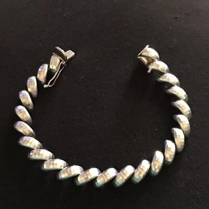 Lovely MILOR Italy San Marco Link Textured Sterling Silver 925 Bracelet 17 Grams - Picture 1 of 10