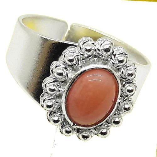 Coralli di Sardegna Anello Corallo Rosa 8x10mm. Filigrana Sarda Pallini Argento - Immagine 1 di 1