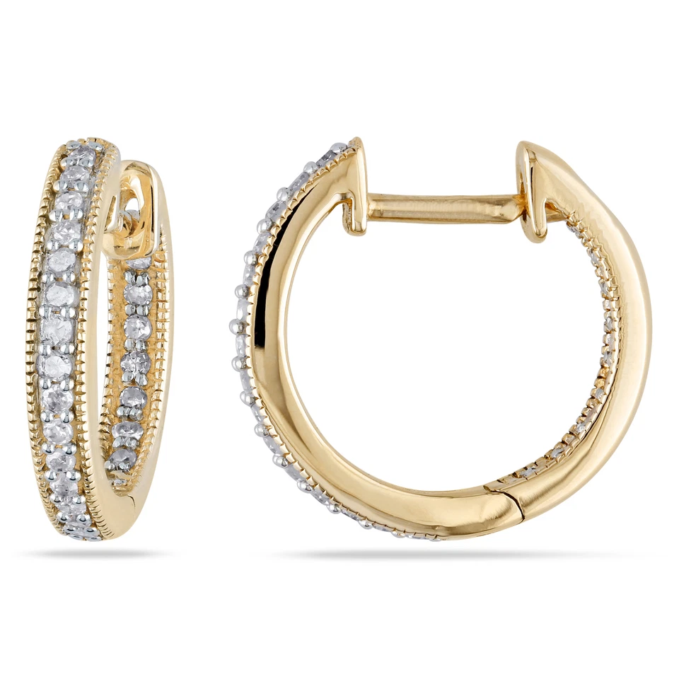 Amour 14k Yellow Gold 1/4CT TDW Diamond Hoop Earrings - Image 1 of 4