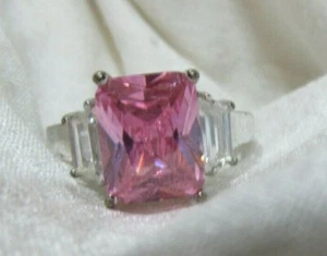Anillo de piedras preciosas de hielo rosa vintage - Imagen 1 de 6