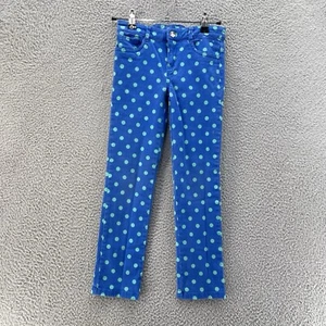 Gymboree Pants Girl 7 Blue Green Polka Dot Adjustable Waist Stretch Cotton Comfy - Picture 1 of 11