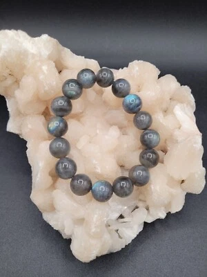 Pulsera curativa de labradorita piedras naturales cristales elásticos  Foto 1 de 4