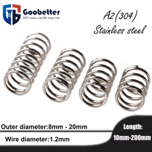 Compression Spring A2 304 Stainless Steel Wire Dia 1.2mm Length:10mm-200mm - Picture 1 of 9