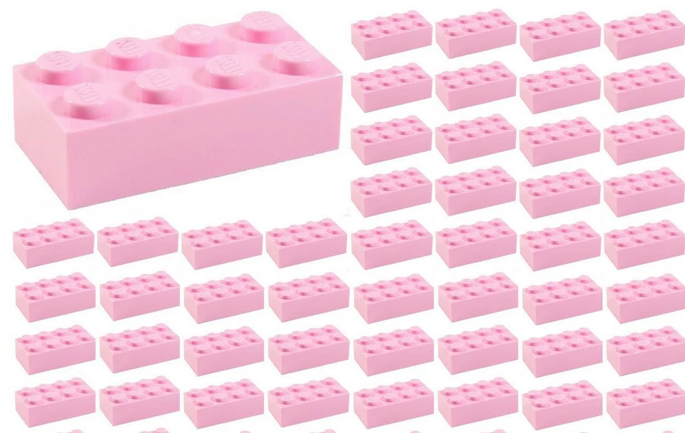 ☀️50x NEW LEGO 2x4 PINK Bricks (ID 3001) BULK Parts Girl Friends Pastel house - Image 1 of 2