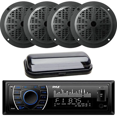 Pyle AM/FM радио MP3/USB AUX черный приемник, 4 x 5,25» колонки, радио чехол - Изображение 1 из 4