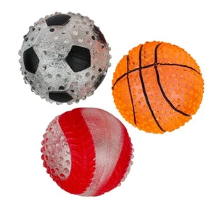 Dog Dental Lighted TPR Rubber Translucent Sports Themed 3 inch Canine Ball Fun - Picture 1 of 36
