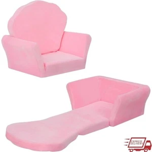 Kids Sofa Chair Bed 2in1 Convertible Lounge Portable Toddler Soft Couch Gift New - Picture 1 of 11