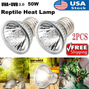 2x25/50/75W Reptile Lamp UVA+UVB 3.0 Pet Heat Lamp Turtle Basking Light Bulb UV - Picture 1 of 12