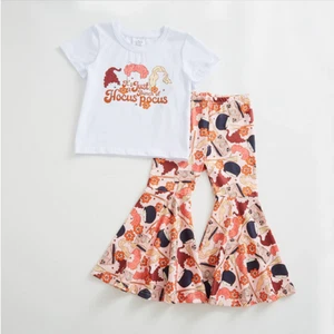 NEW Hocus Pocus Boutique Halloween Girl Bell Bottom Outfit Set - Picture 1 of 5