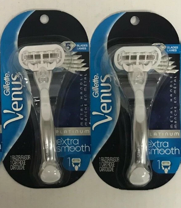 2 GILLETTE VENUS Platinum Extra Smooth Women's Shaver Razor Blade METAL Handle - Image 1 of 1