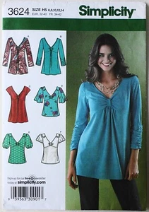 Simplicity 3624 Misses Knit Woven Tops Tunics Sewing Pattern Sz 6-14 - Picture 1 of 1