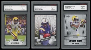 Tarjeta de novato Ja'marr Chase 2021 Leaf Draft/Plata/Premiada 1er grado 10 3 LSU - Imagen 1 de 1