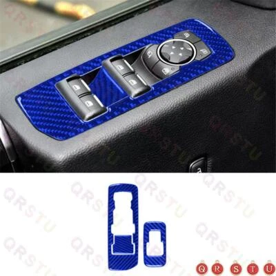 Blue Carbon Front Door Window Switch Lift Panel Trim Cover For Ford F150 2015-17 Foto 1 de 4