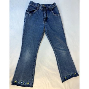 Vintage Y2K Embroidered Gasoline Jeans Floral 100% Cotton - Girls Size 14 - Picture 1 of 12