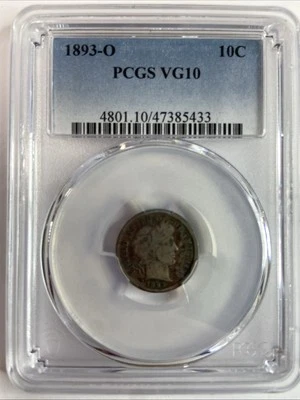 1893-O Barber Dime graded VG10 by PCGS Key Date Coin - Image 1 of 4