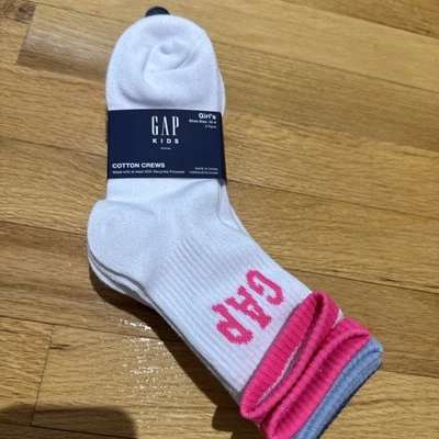 Gap Kids Girl Socks Cotton Crews 10-4 5 Pairs White - Image 1 of 4