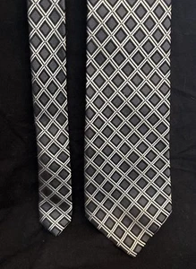 Sean John Gray Black White Check 100% Silk Men’s Neck Tie Professional Business - Picture 1 of 3