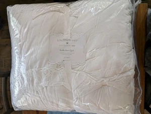 POTTERY BARN TEEN LoveShackFancy Ruffle Bow Quilt-White-Full/Queen-NWT - Picture 1 of 4