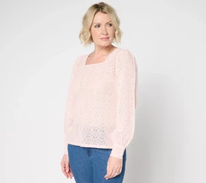 Me by Jennie Garth Charleston Lace Blouse Pink XL - Picture 1 of 4