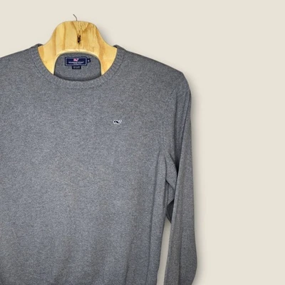 Vineyard Vines Men's Gray Cotton Crewneck Sweater Whale Logo XL - Image 1 of 4
