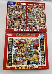 White Mountain Puzzles Lote De 2 1000 300 Piezas Amor De Cerveza Juegos Favoritos COMO NUEVO - Imagen 1 de 1