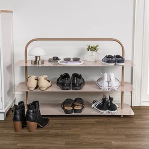JONATHAN Y SRK1002 Minimalist 9-Pair 3-Tier Iron Thin Flat Plate Shoe Rack - Picture 1 of 45
