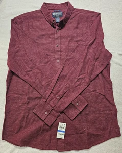 American Rag Camicia Uomo XL Manica Lunga 62% Cotone Lino Poli Misto Tessuto Tavolo - Foto 1 di 6