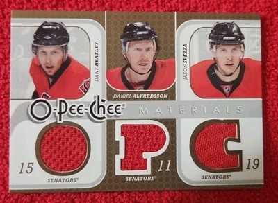 2008 O-Pee-Chee Triple Materials Jason Spezza Daniel Alfredsson Dany Heatley  - Image 1 of 2