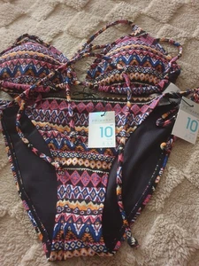 Ladies Primark Bikini Size 10 Multi Coloured - Picture 1 of 10