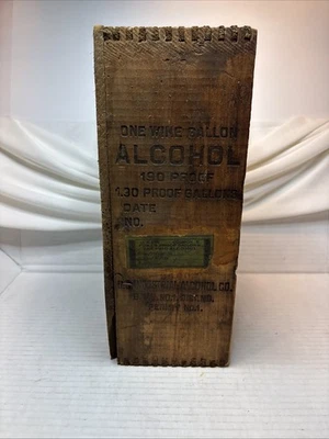 1922 Prohibition Era Wood Ad Box only US INDUSTRIAL ALCOHOL FOR NON-BEVERAGE USE - Image 1 of 4