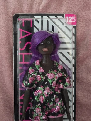 Barbie Fashionistas Doll FXL58 Purple Wavy Hair Mirrored Sunglasses Curvy NIB - Image 1 of 4