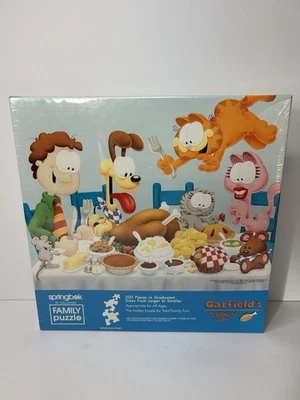 Sealed Vintage Garfield 500 Piece Jigsaw Puzzle Turkey Day Springbok By Hallmark - Image 1 of 4
