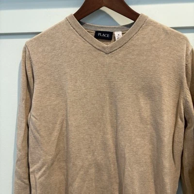 THE CHILDRENS PLACE Sweater Boys XXL 16 Tan V Neck Long Sleeve Easter - Imagem 1 de 4