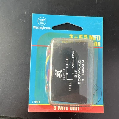 New Westinghouse 77091 3 Wire 150V Fan Capacitor - Image 1 of 4