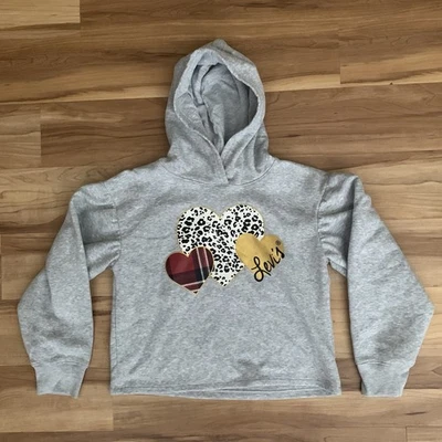 Levi's флис пуловер толстовка с капюшоном серый сердца укороченный молодежи девочек средний - Изображение 1 из 4