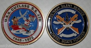 USS Cutlass SS 478 Submarine Commemorative Coin Sub USN Tom & Jerry and Shield - Picture 1 of 1